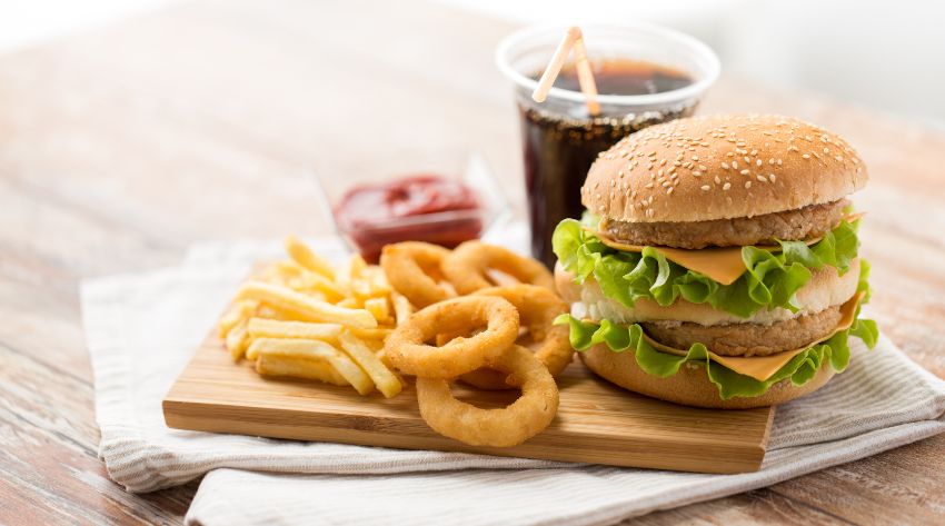 hamburger coke and fries example of ultra processed foods