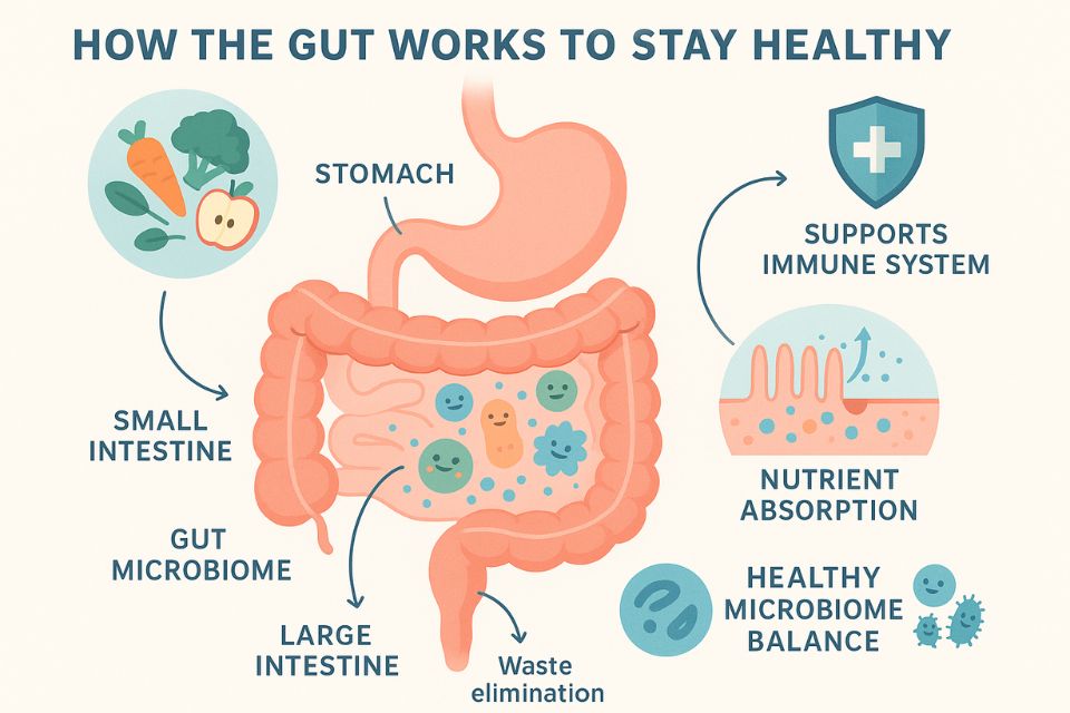 infographic of how the gut works to keep us healthy