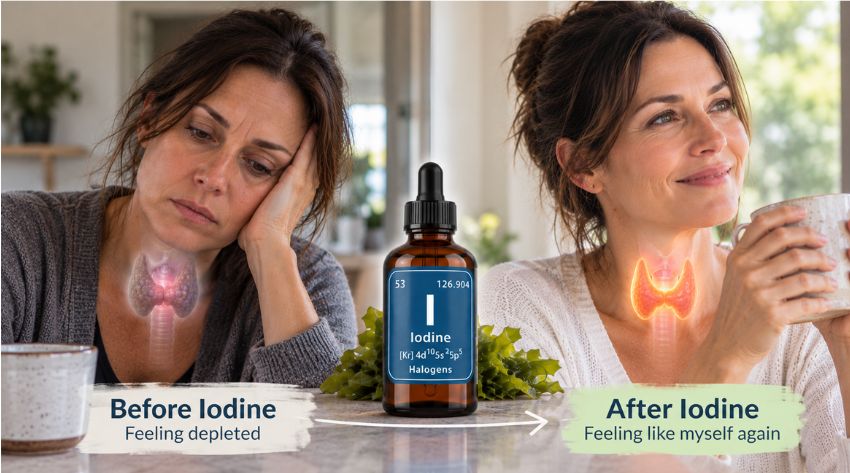 woman feeling unwell before iodine better after iodine